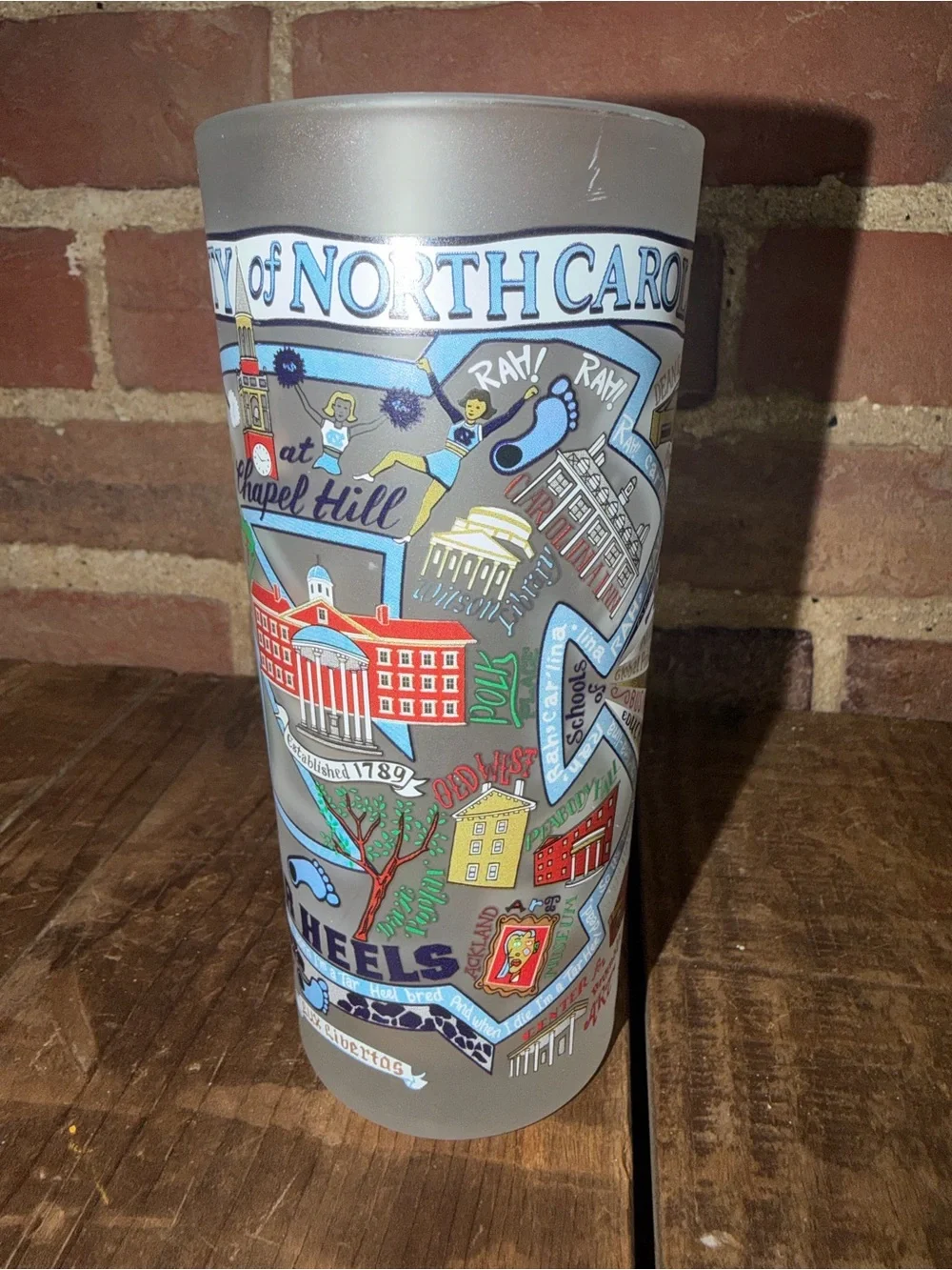 University of North Carolina Tar Heels 2 Frosted Glass Souvenir Academic Sports